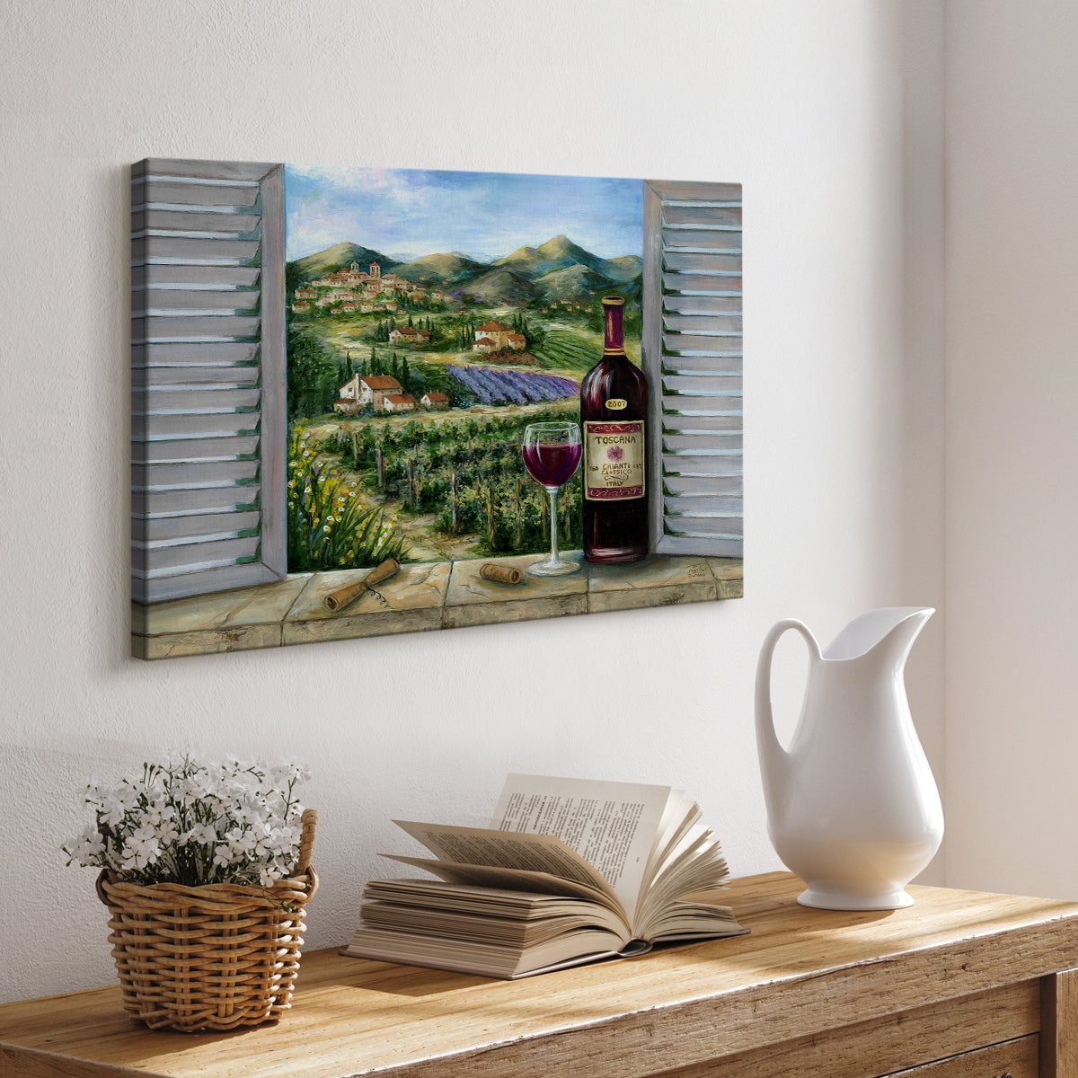 Tuscan Red and Vineyard - Canvas Art Print