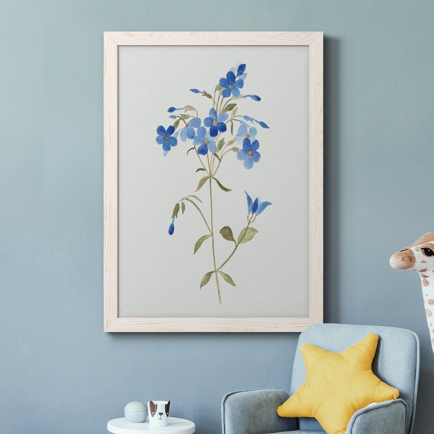 Blue Blossom Botanical II - Premium Canvas Framed in Barnwood - Ready to Hang