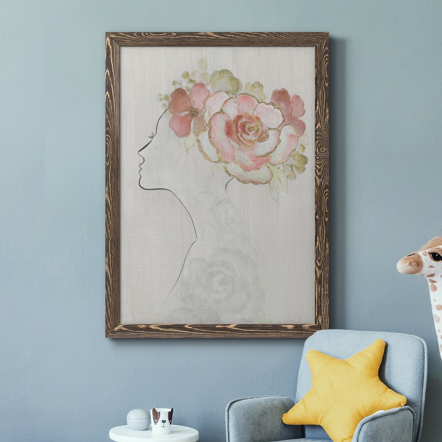 Fashion Floral Silhouette II - Barnwood Framed Canvas Print