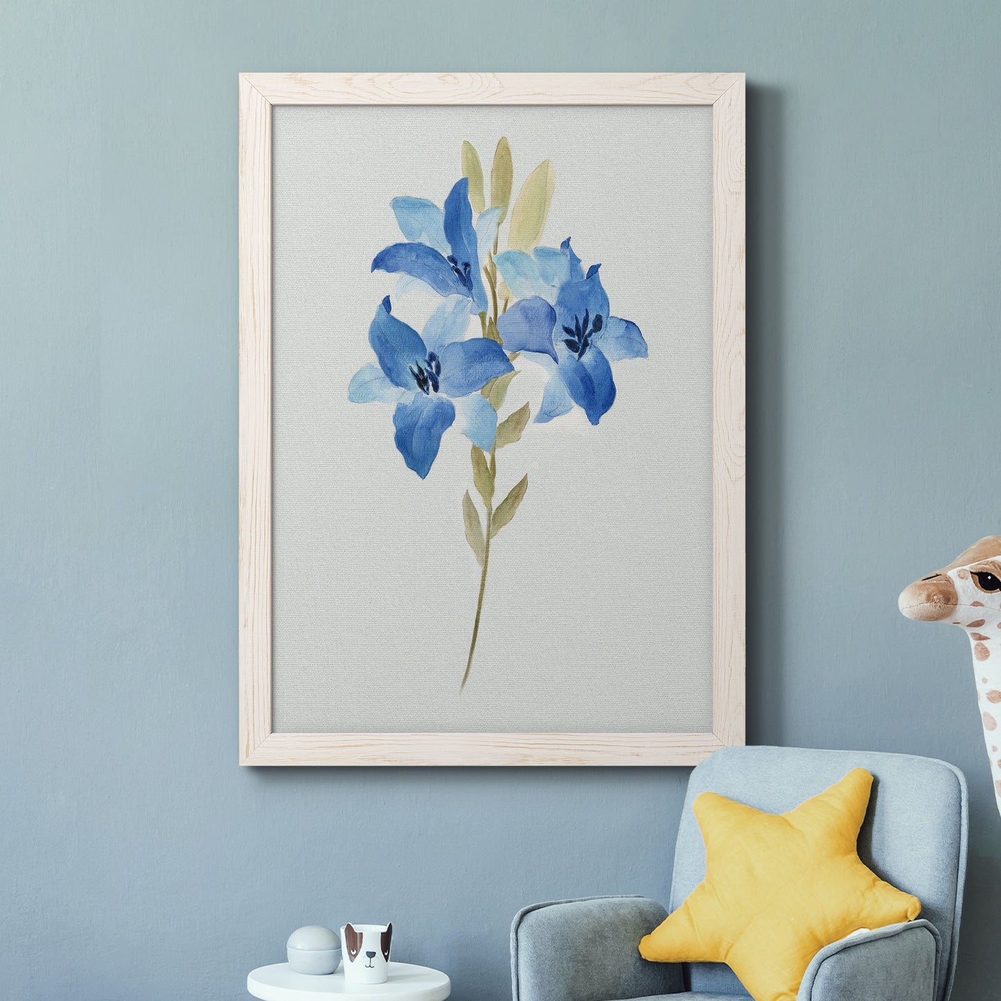 Blue Blossom Botanical III - Premium Canvas Framed in Barnwood - Ready to Hang