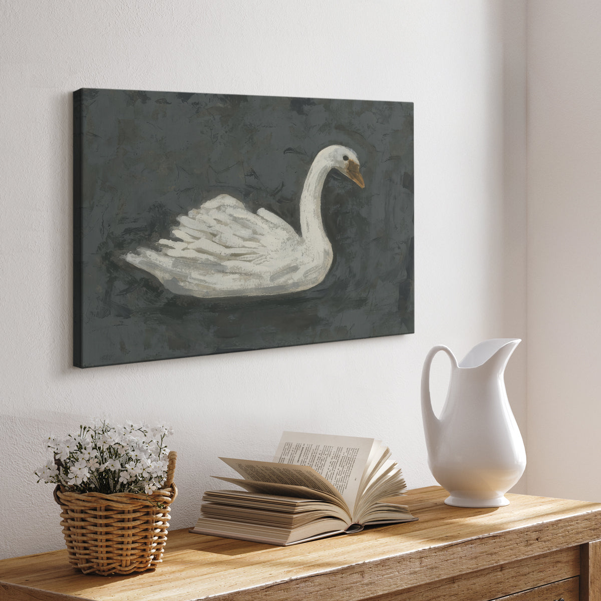 swan,white swan,dark background,artwork,graceful,animal,nature,beauty,serene,feather,gliding,elegant,texture,wildlife,painting,aquatic,illustration,art,calm,soft,peaceful,representation,bird,natural,swimming,colors,soft hues,simplicity,habitat,art style,creativity,portrait,realism,visual art,aesthetics,quiet,tranquil,soothing,flowing