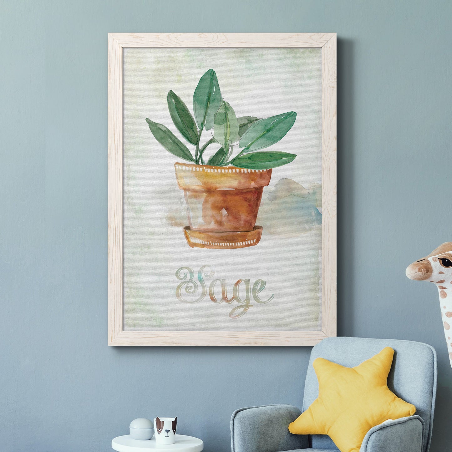 Potted Sage - Premium Canvas Framed in Barnwood - Ready to Hang