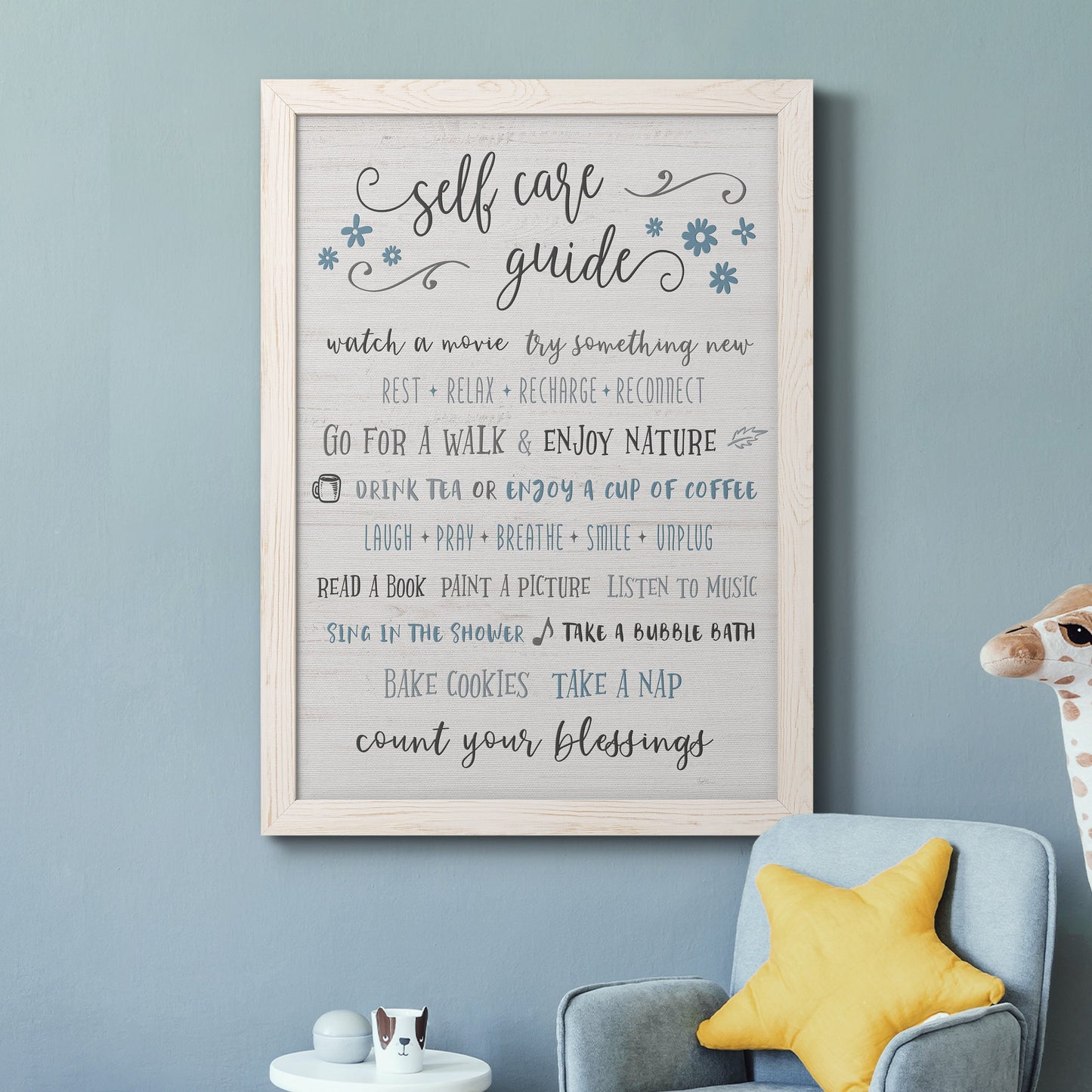 Guide to Self Care - Premium Canvas Framed in Barnwood - Ready to Hang