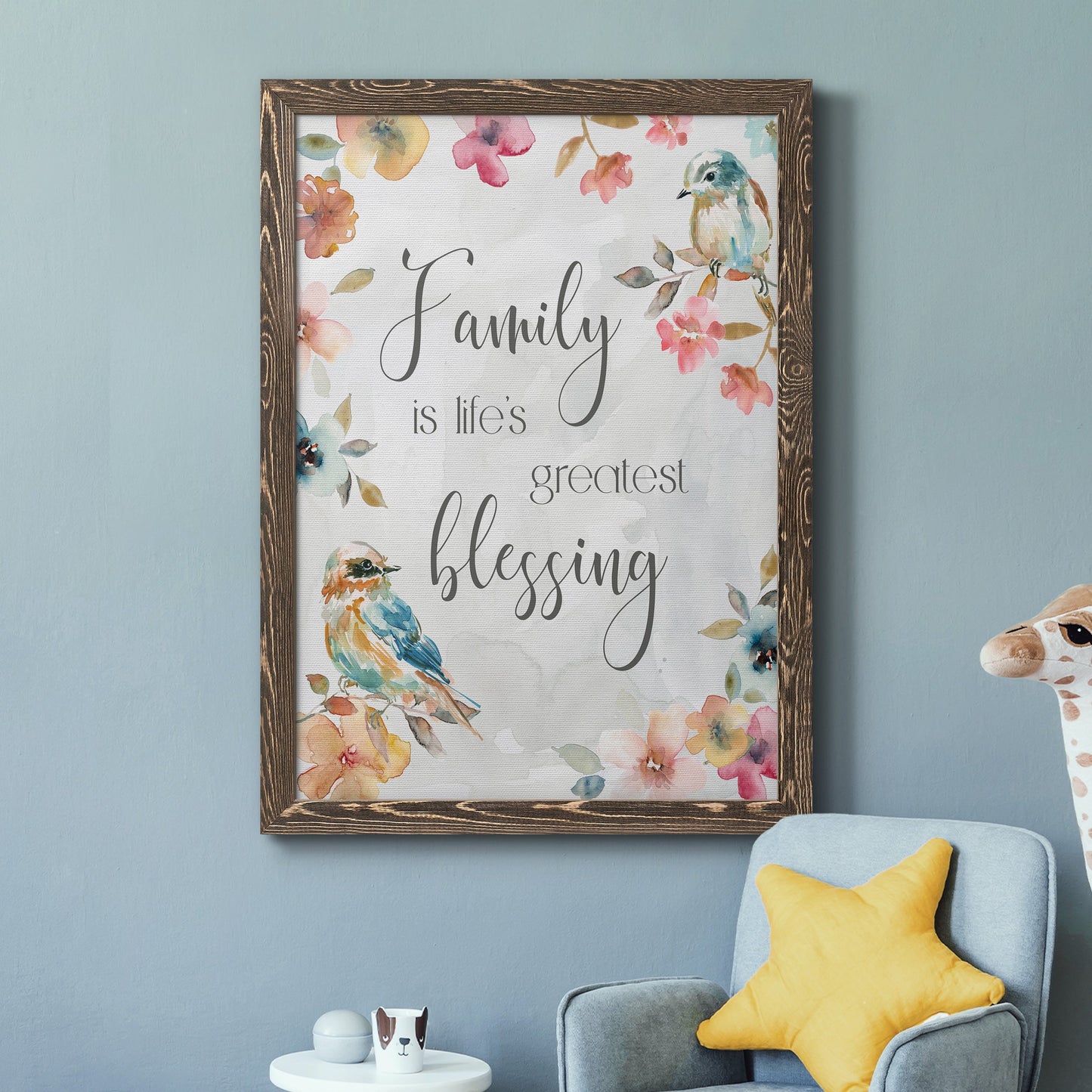 Spring Bird Blessing - Barnwood Framed Canvas Print