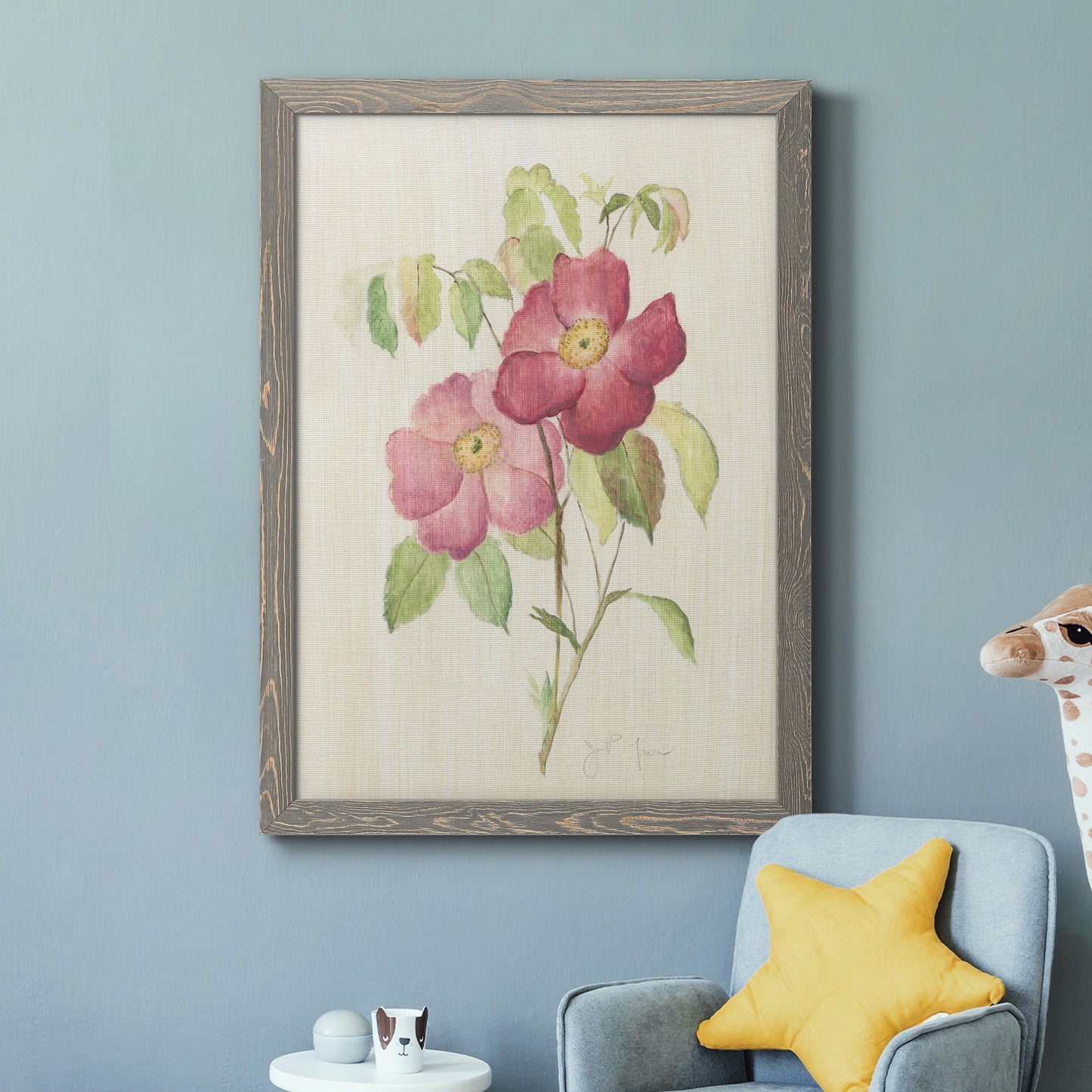 Dusty Rose II - Premium Canvas Framed in Barnwood - Ready to Hang