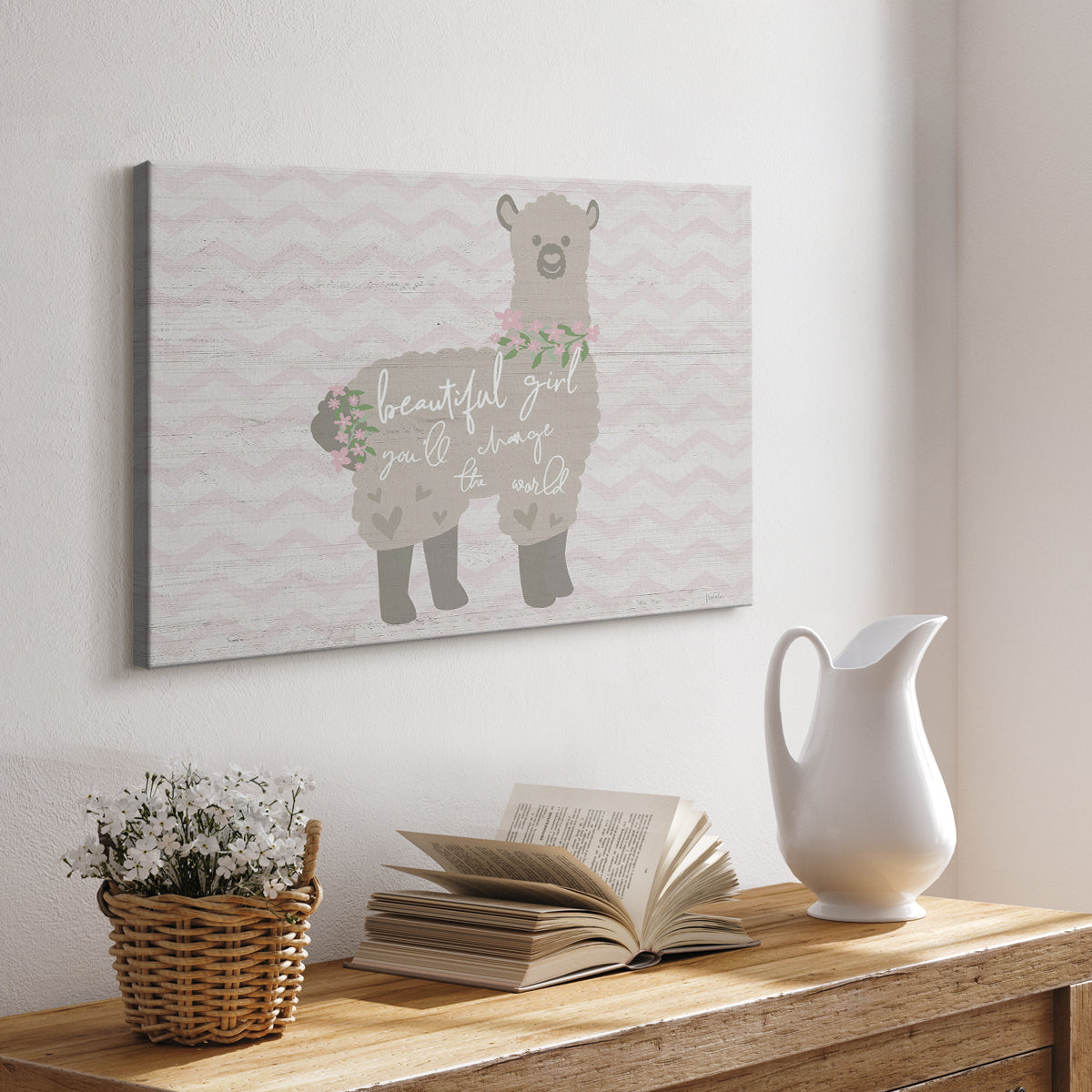 Floral Llama - Canvas Art Print