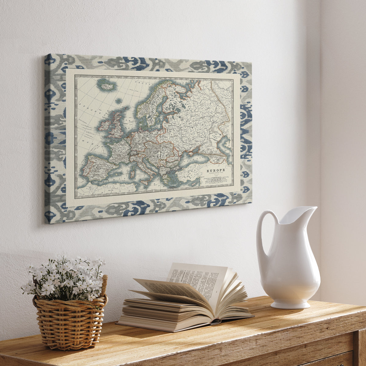 Bordered Map of Europe - Canvas Art Print
