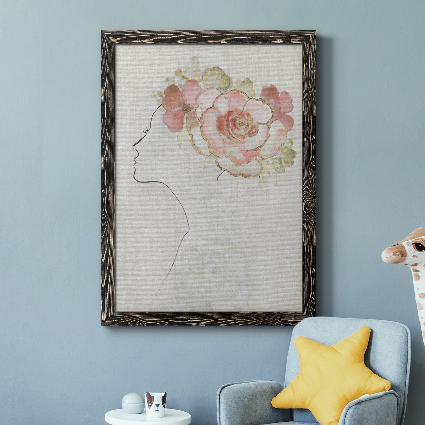 Fashion Floral Silhouette II - Barnwood Framed Canvas Print