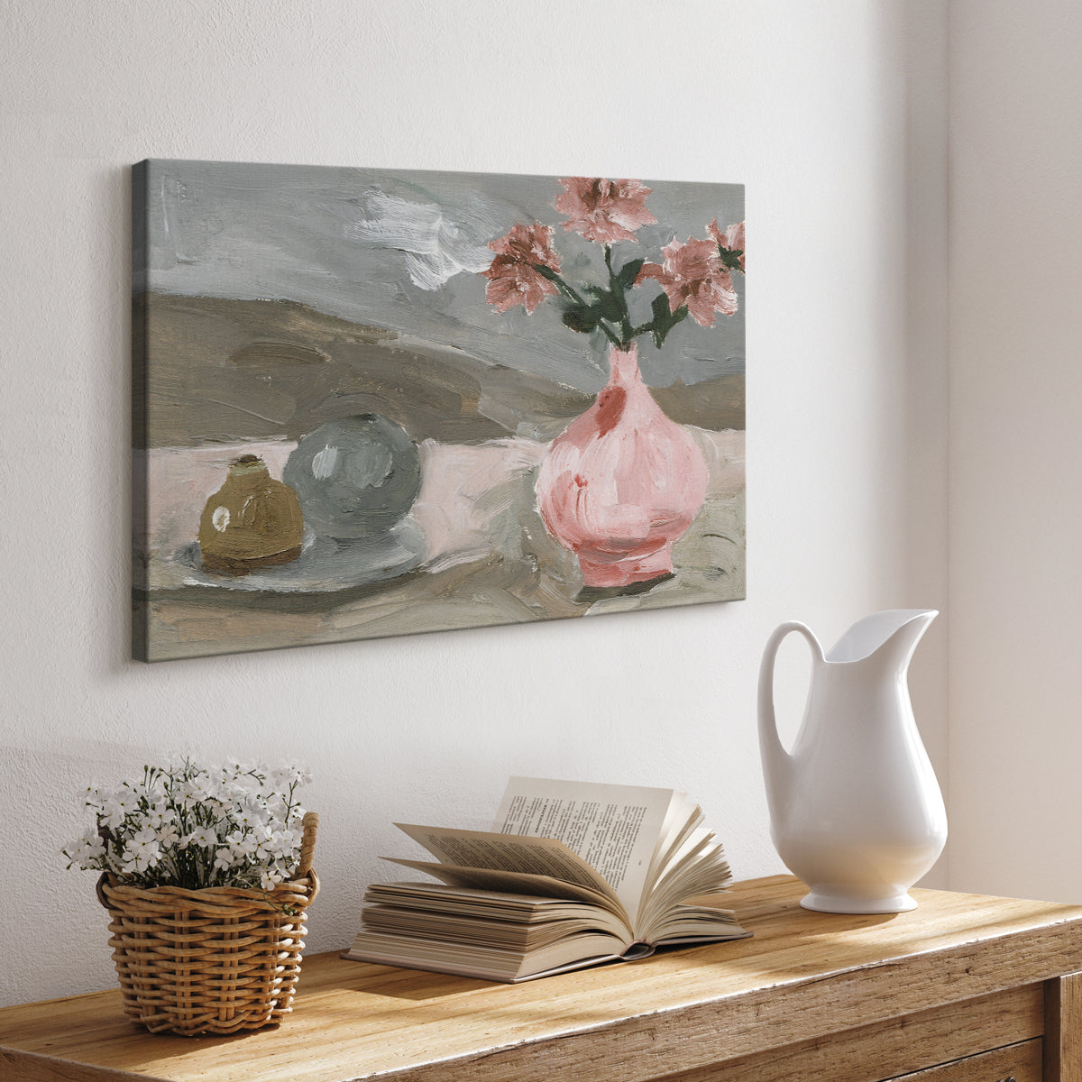 Vase of Pink Flowers VI - Canvas Art Print
