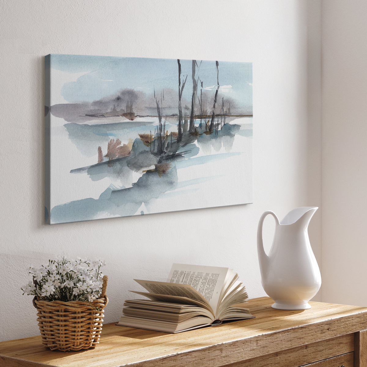 Winter Stream Watercolor I - Canvas Art Print