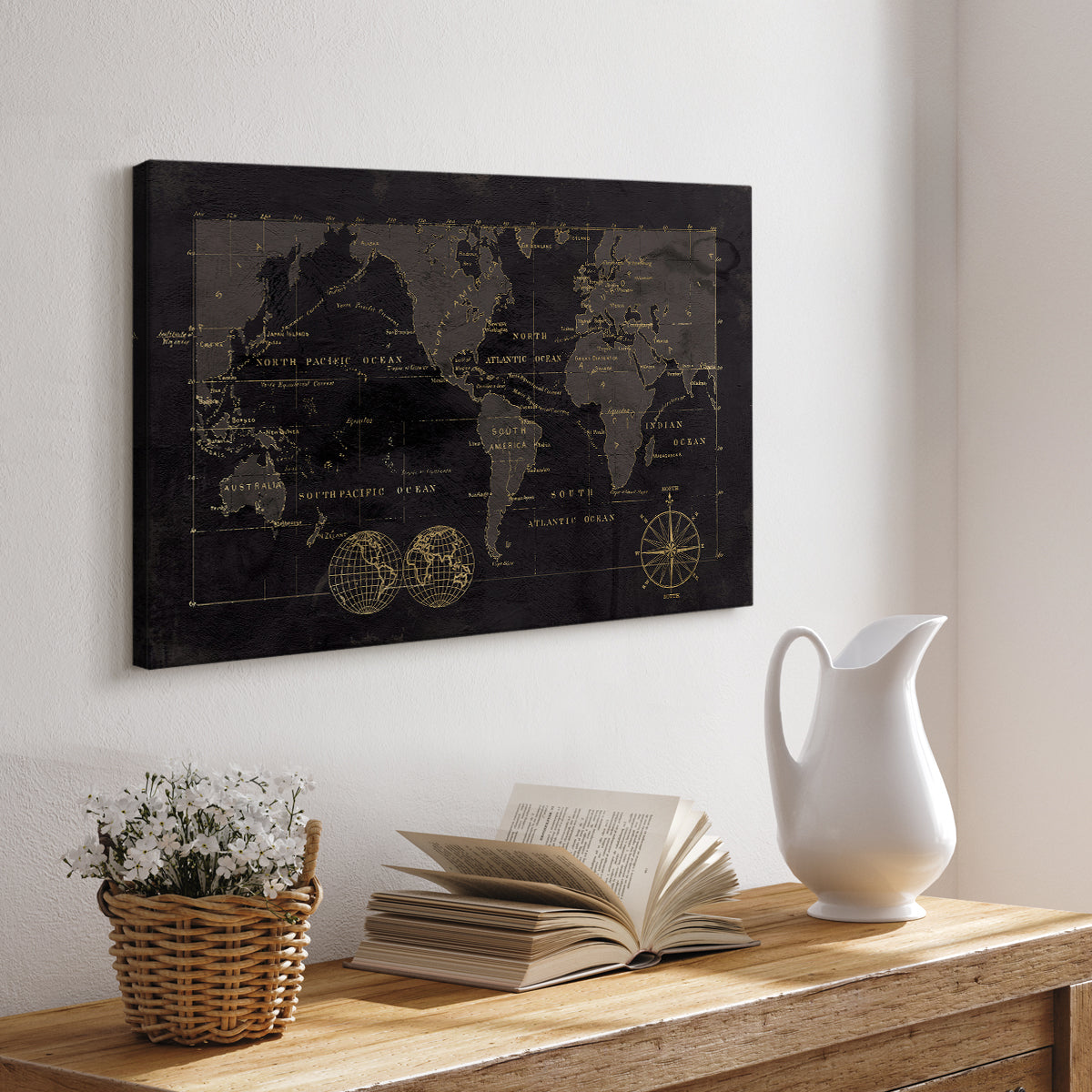 Black Gold Map - Canvas Art Print