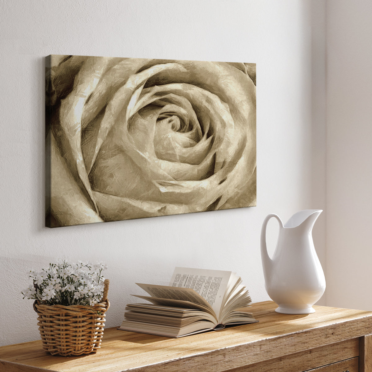 Neutral Wall Flower IV - Canvas Art Print