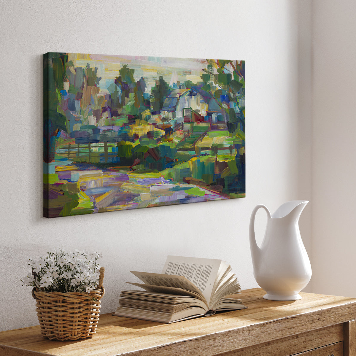 White Barn - Canvas Art Print