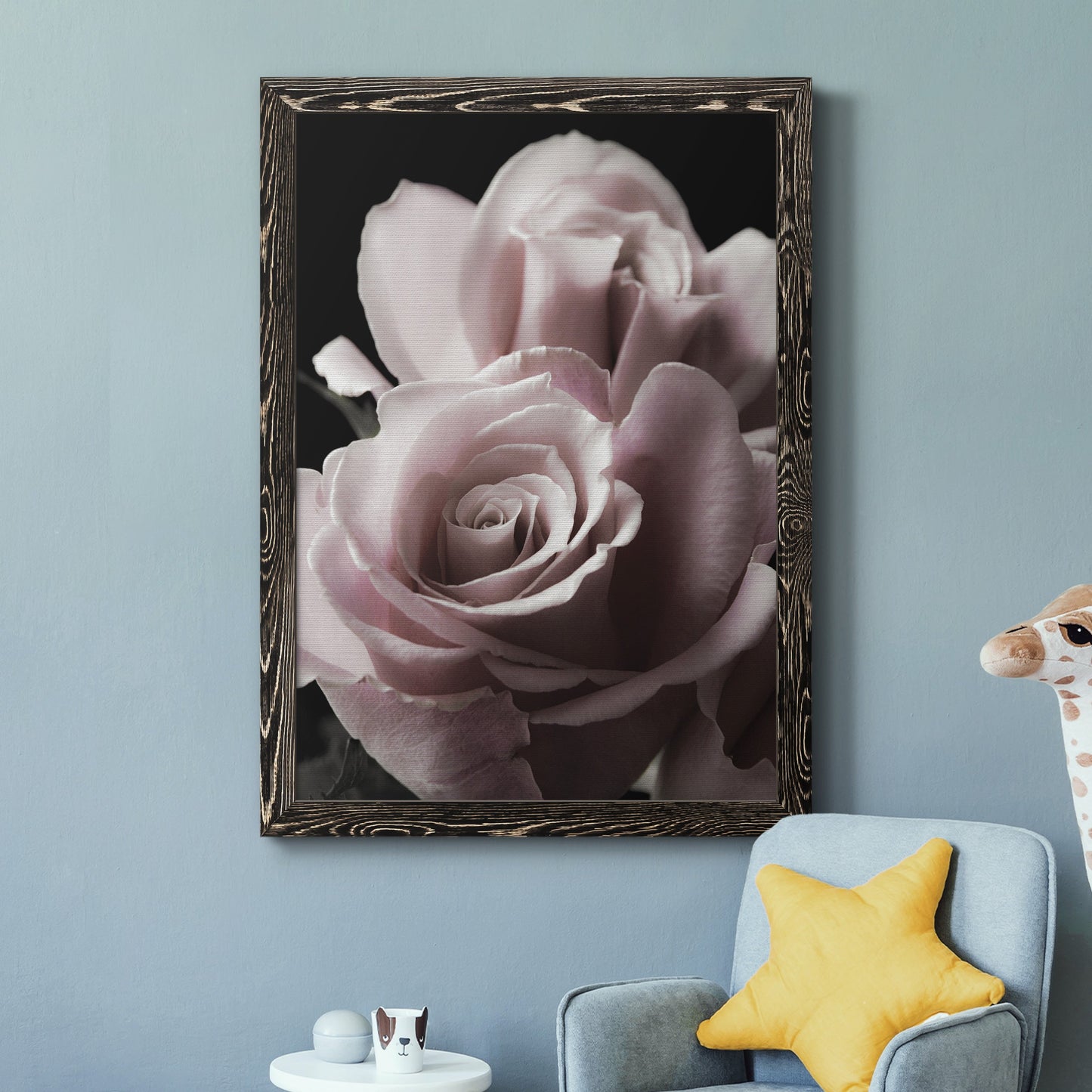 Rose Noir II - Premium Canvas Framed in Barnwood - Ready to Hang