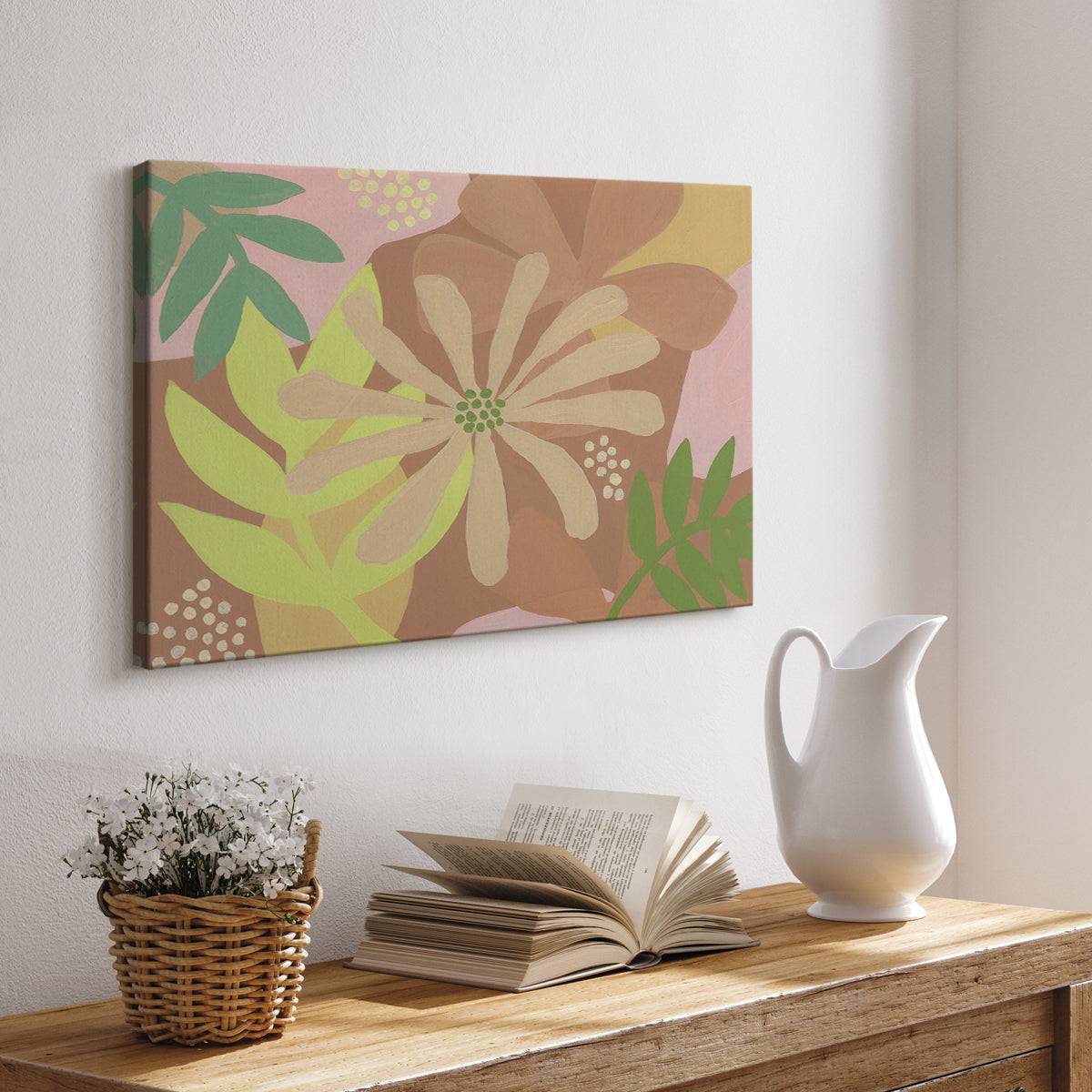 Neutral Blooms II - Canvas Art Print