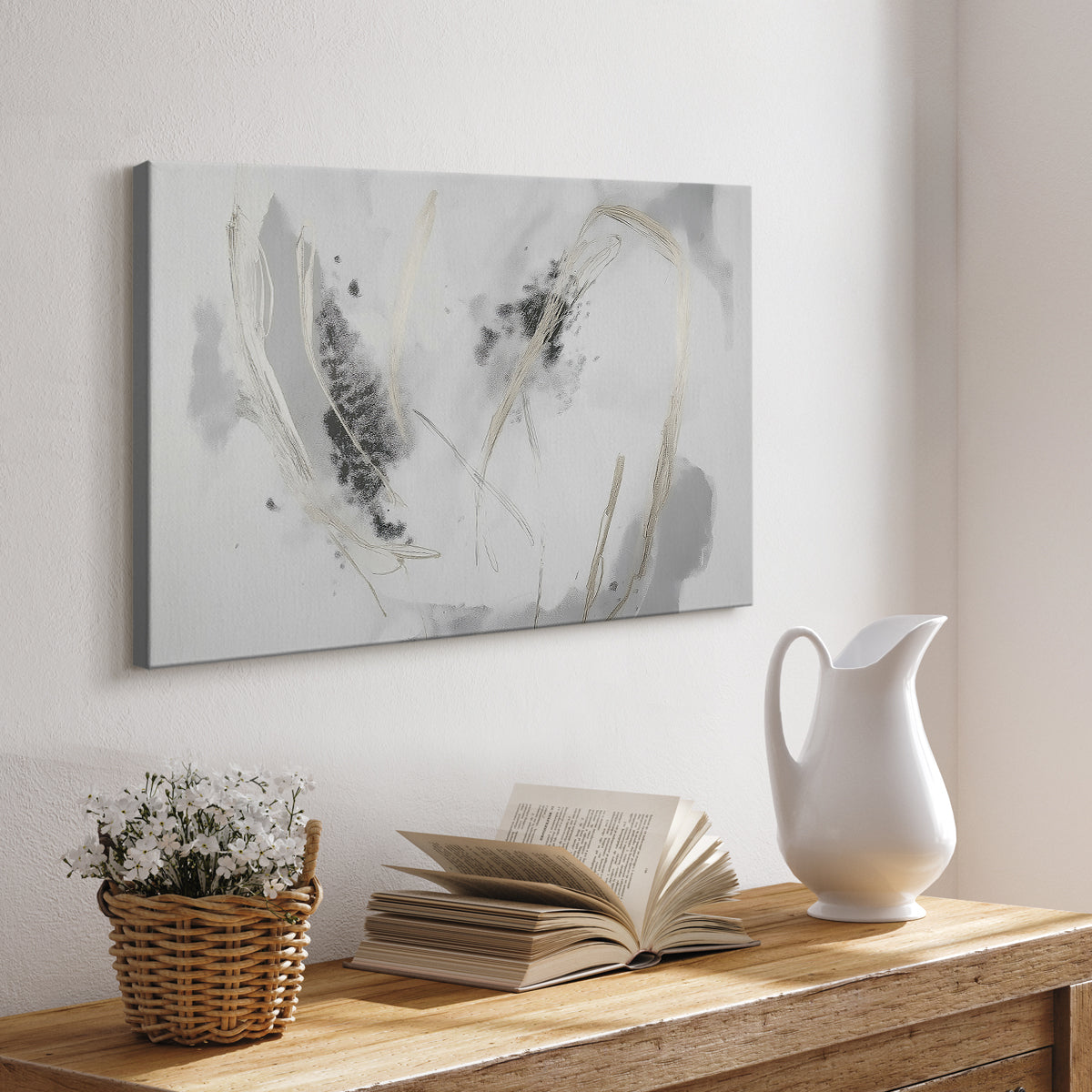 Grey Brushstrokes CXVI - Canvas Art Print