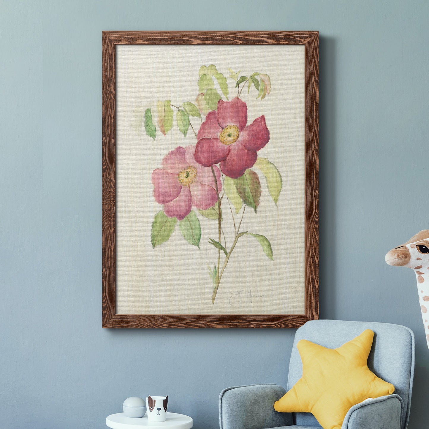 Dusty Rose II - Premium Canvas Framed in Barnwood - Ready to Hang