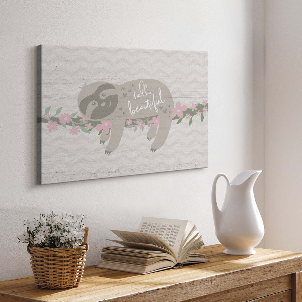 Floral Sloth - Canvas Art Print