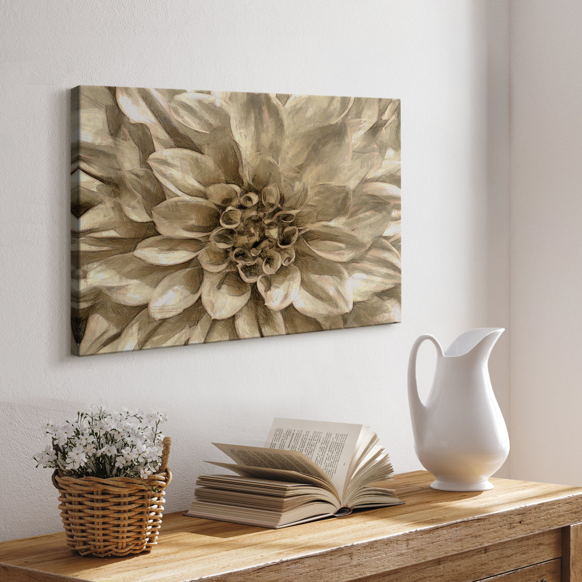 Neutral Wall Flower I - Canvas Art Print