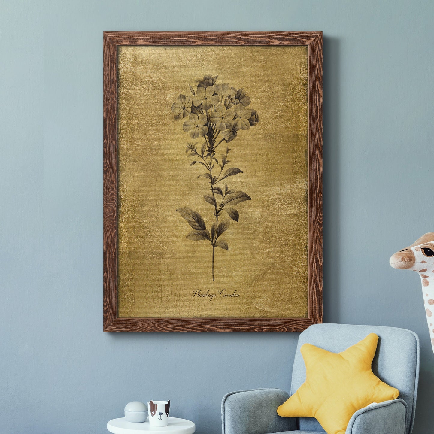 Gold Sketch Botanical II - Premium Canvas Framed in Barnwood - Ready to Hang