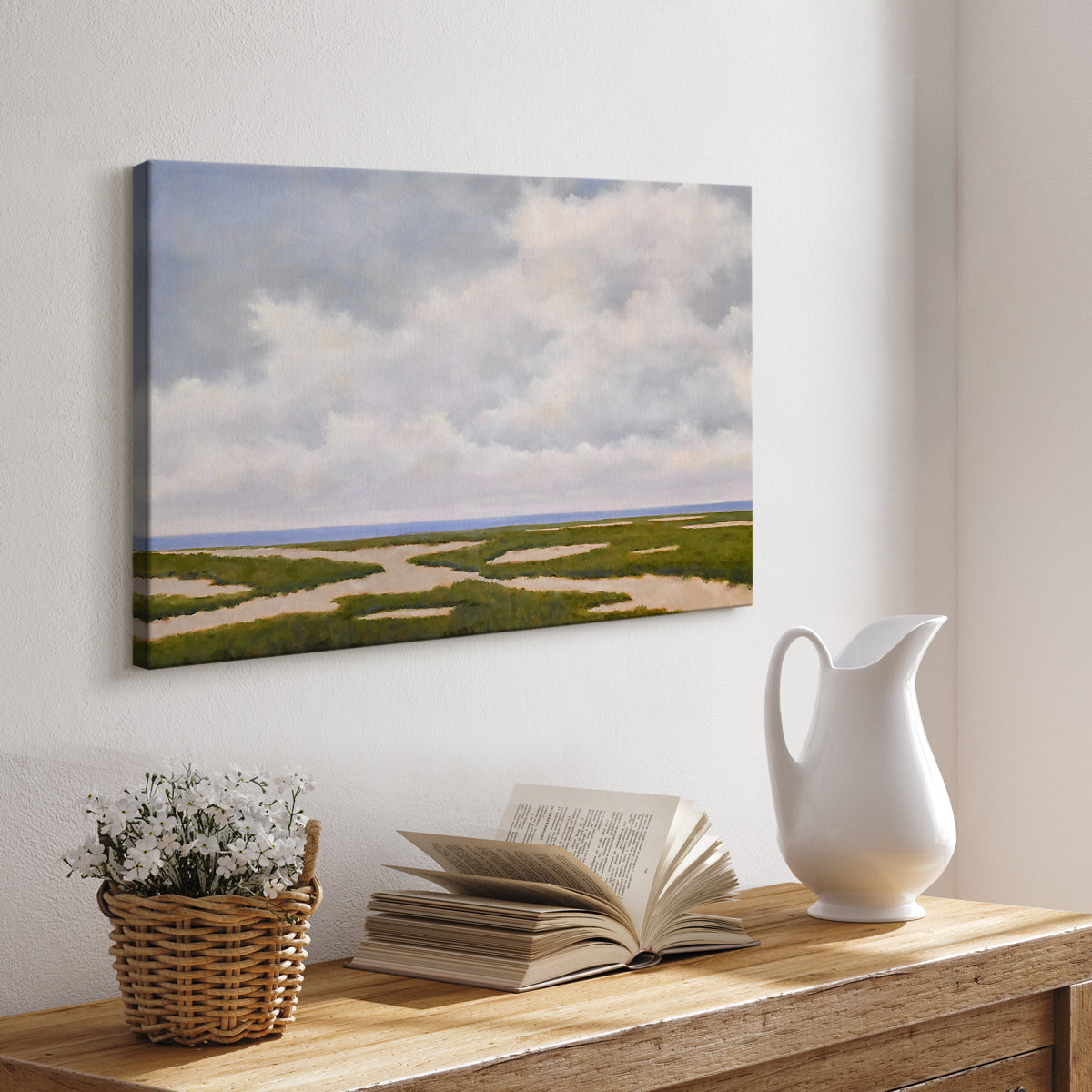 Cloudy Distant Beach Horizon - Canvas Art Print