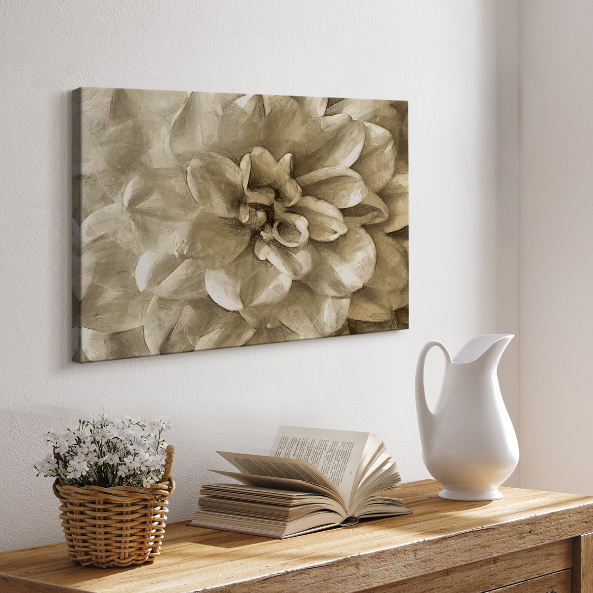Neutral Wall Flower III - Canvas Art Print
