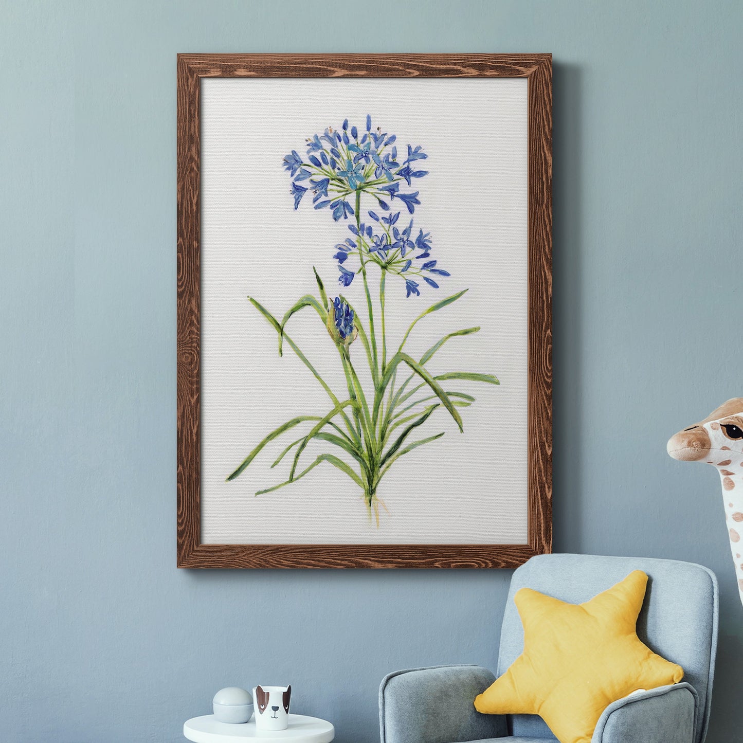 Blue Lively Botanical I - Premium Canvas Framed in Barnwood - Ready to Hang