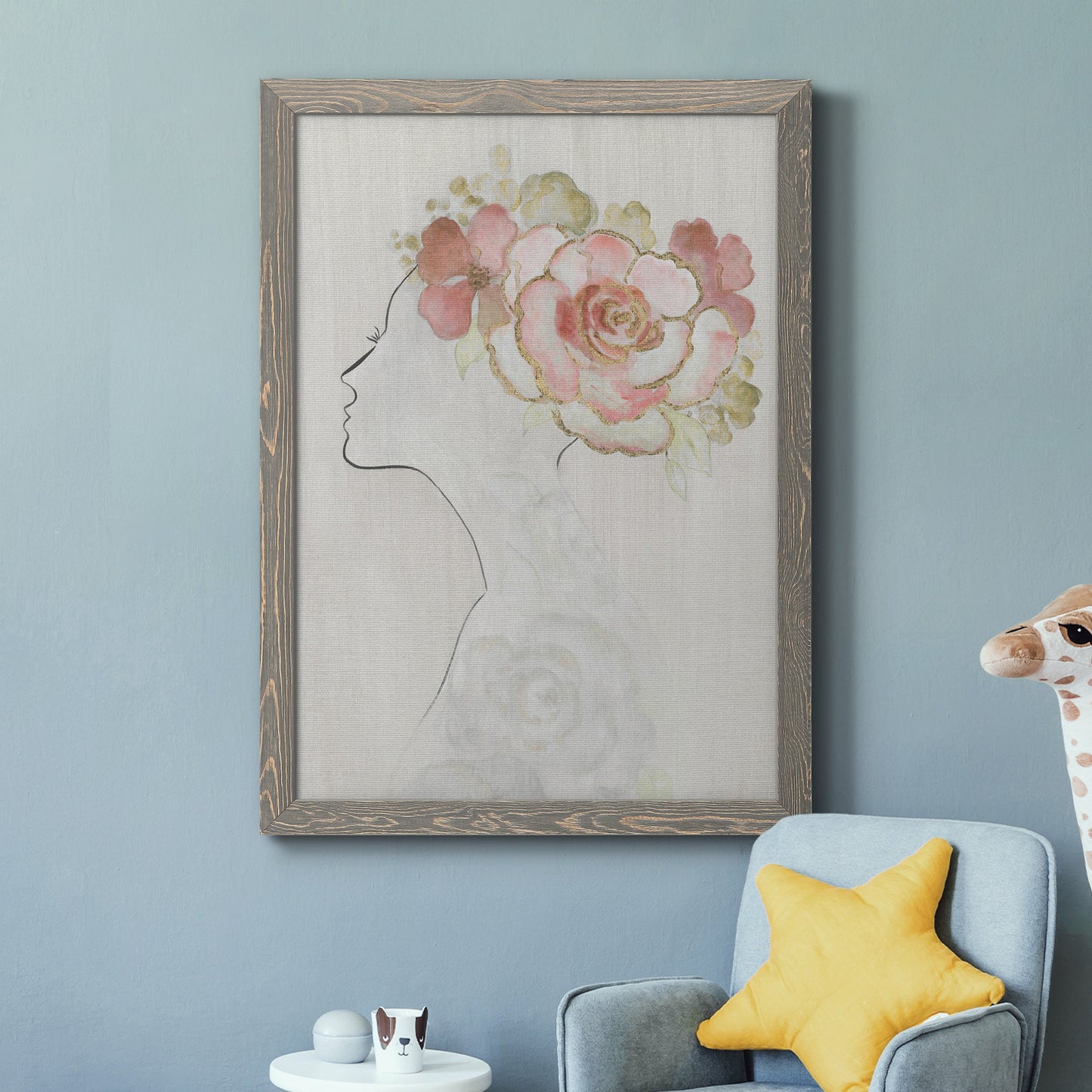 Fashion Floral Silhouette II - Barnwood Framed Canvas Print