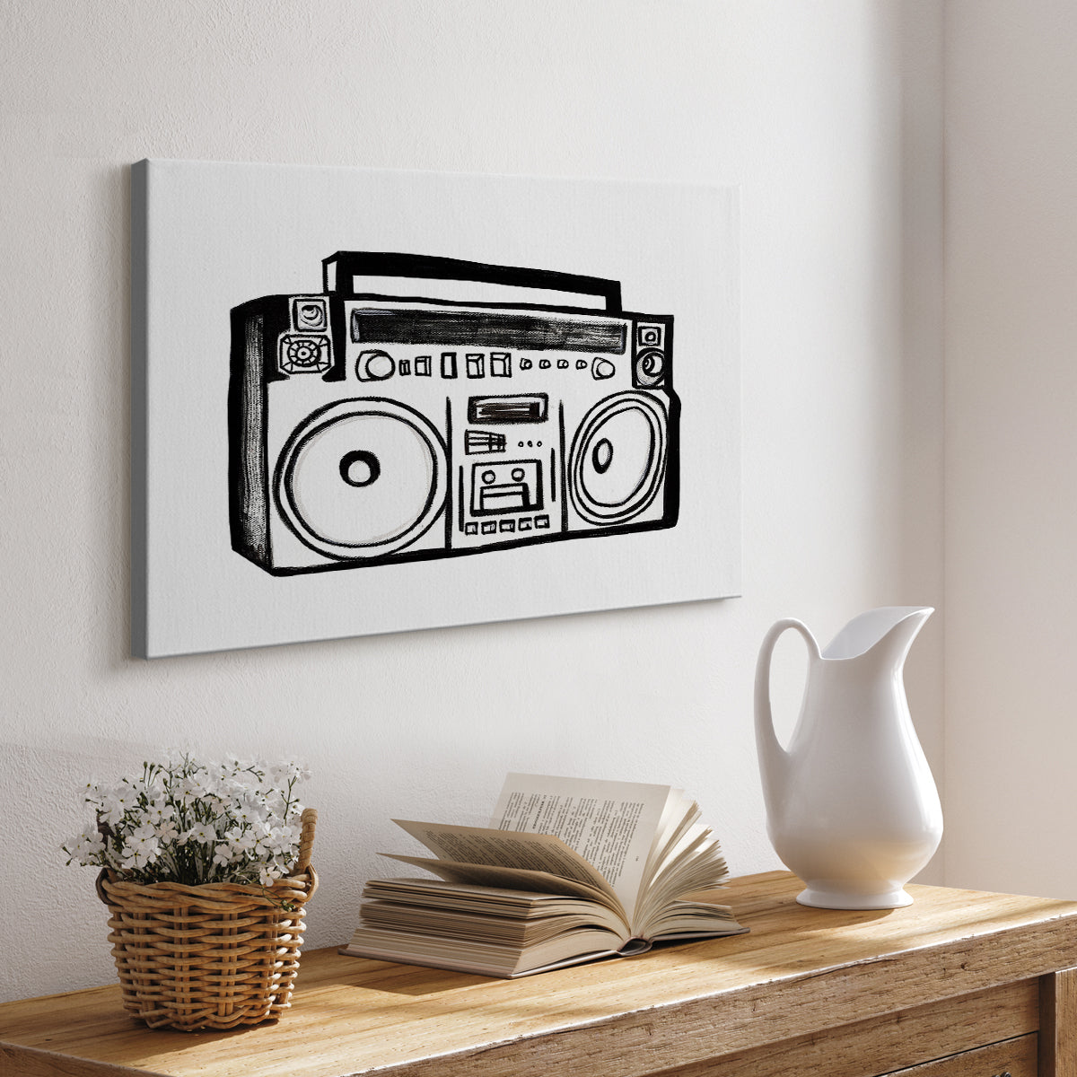 Boombox Sketch - Canvas Art Print