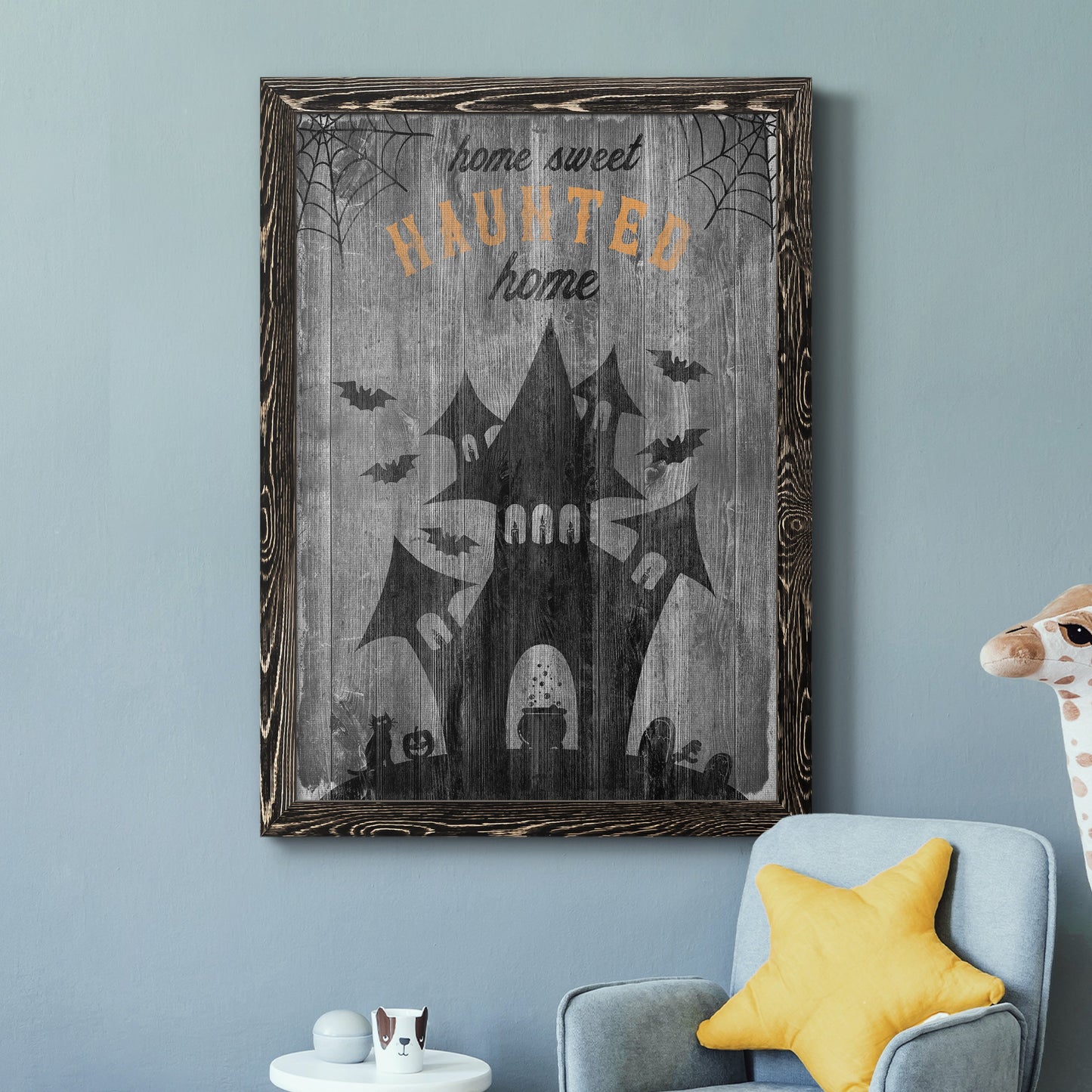 Haunted House - Premium Canvas Framed in Barnwood - Ready to Hang