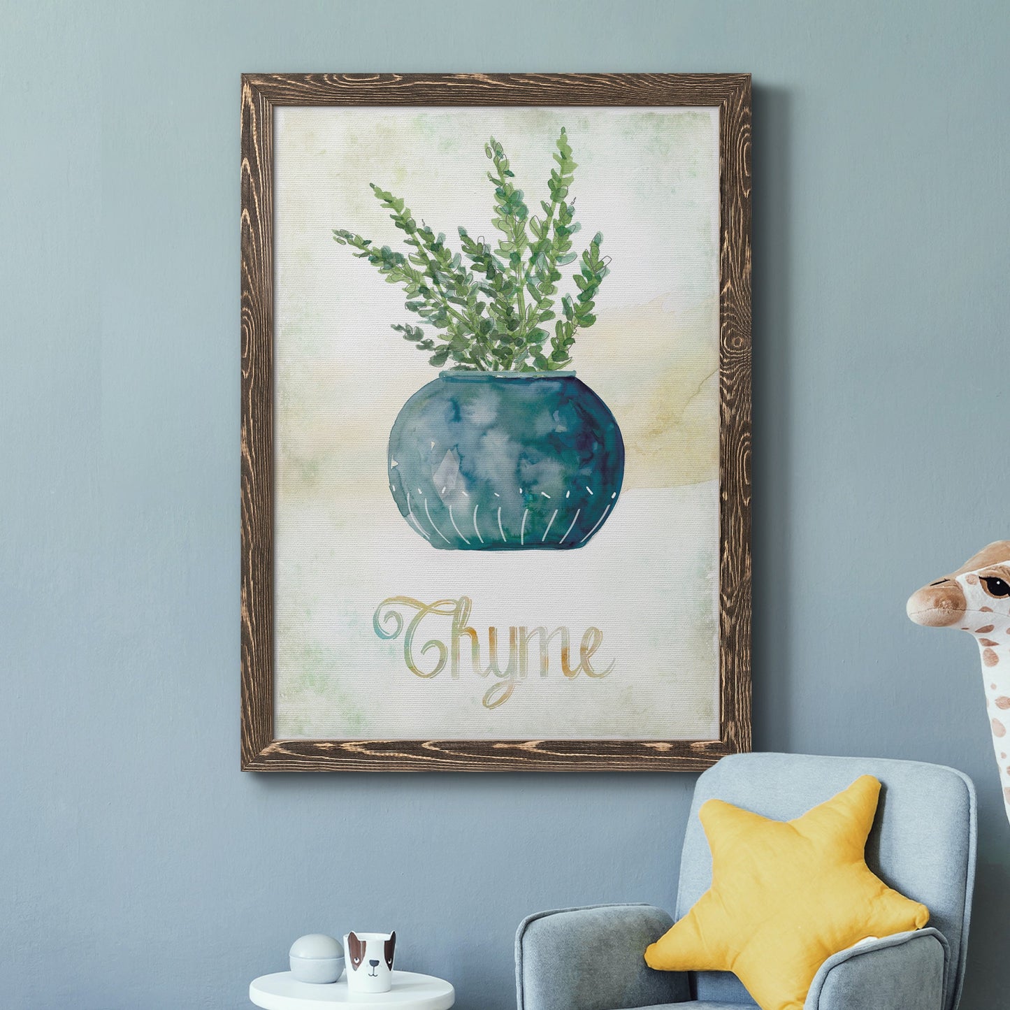 Potted Thyme - Premium Canvas Framed in Barnwood - Ready to Hang