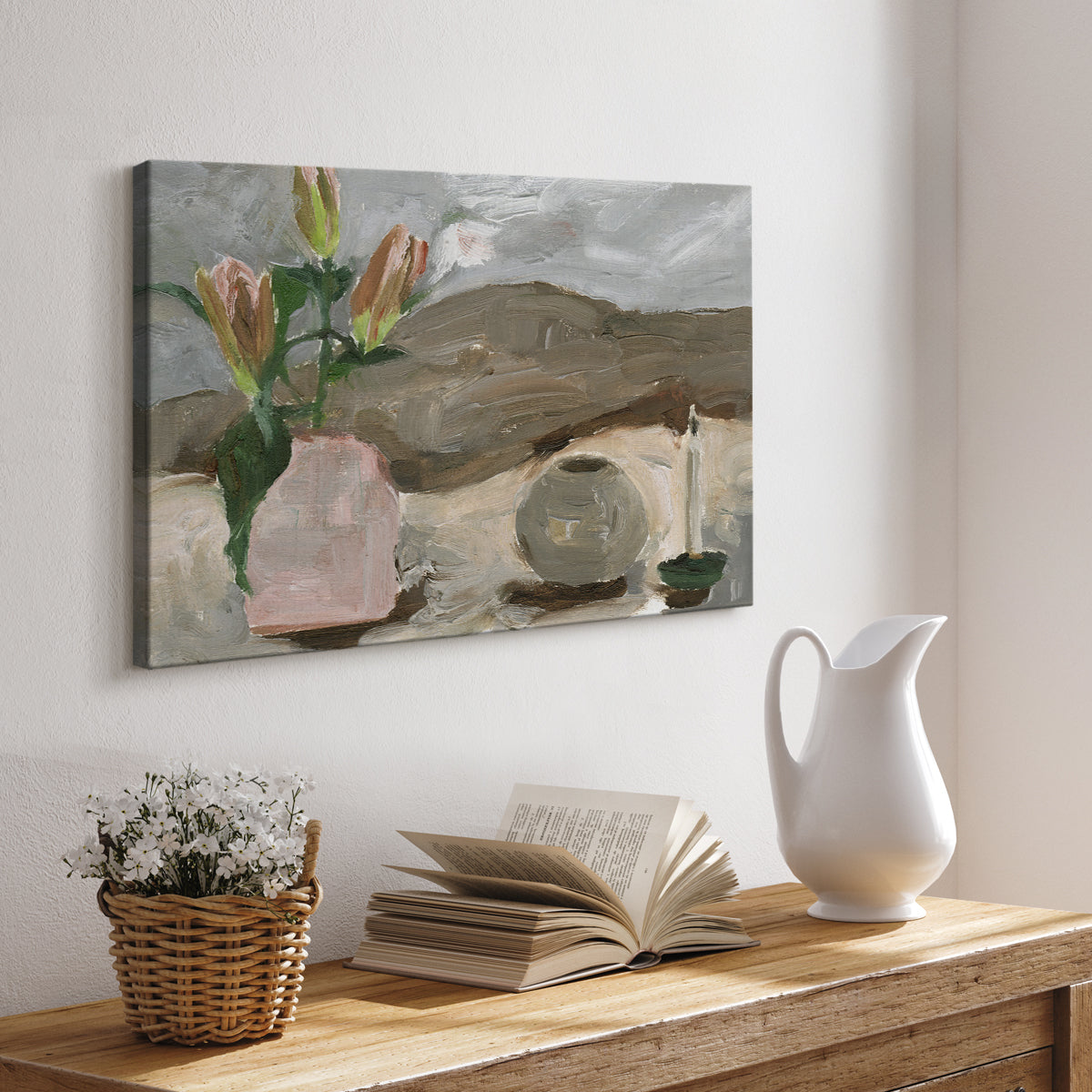 Vase of Pink Flowers V - Canvas Art Print