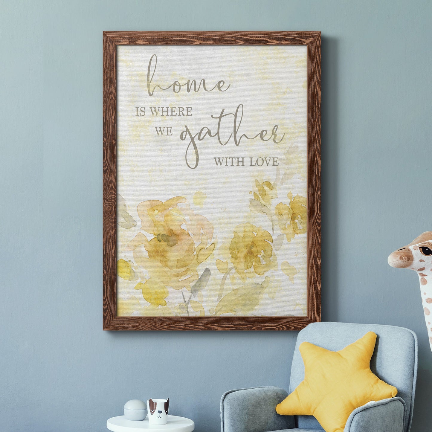 Gather with Love - Premium Canvas Framed in Barnwood - Ready to Hang