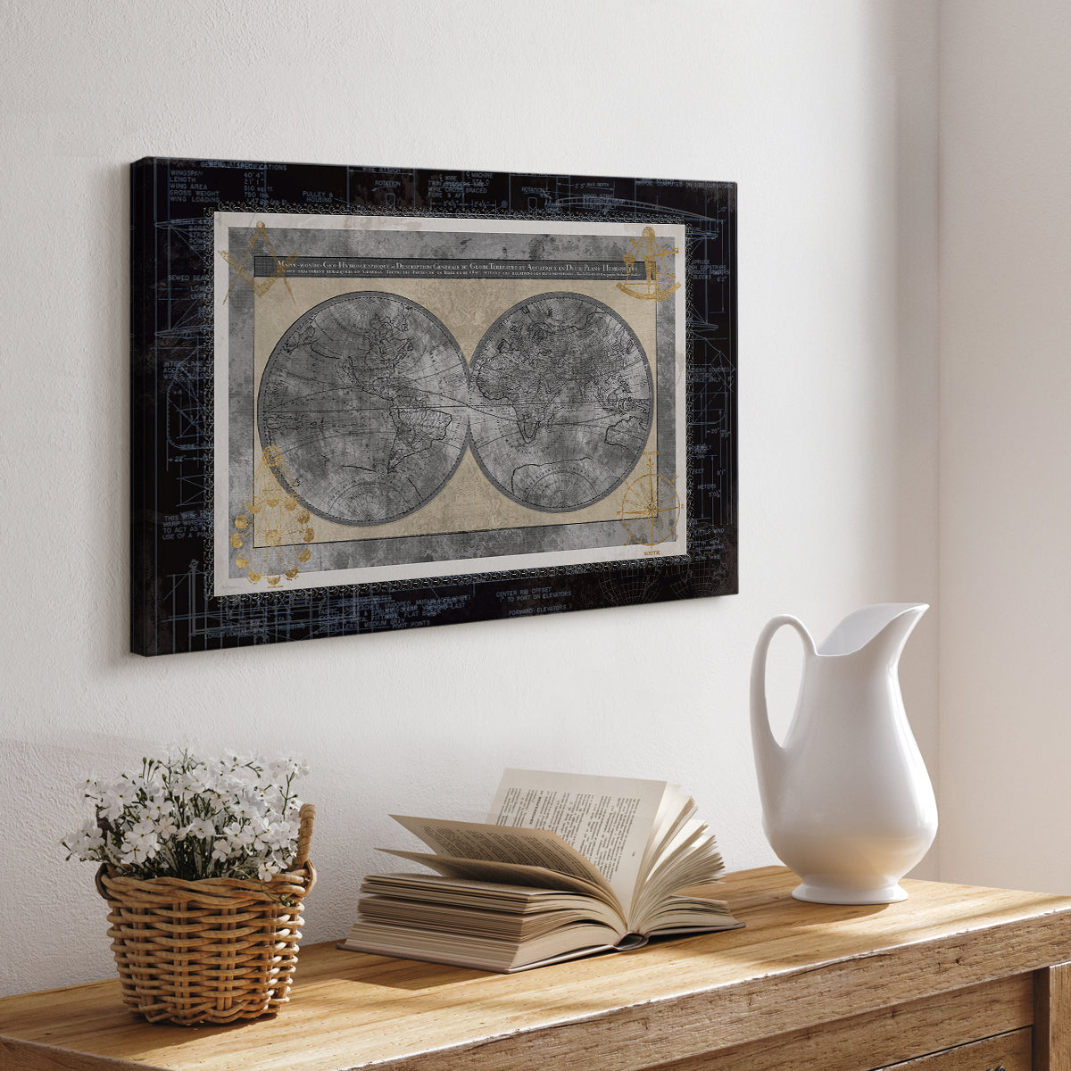 Night World Blueprint - Canvas Art Print