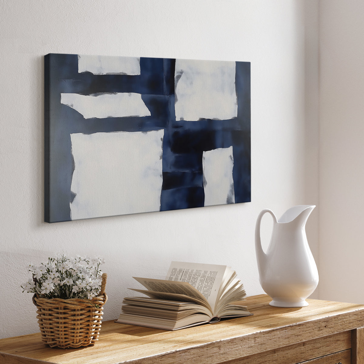 Blue and White Abstract XCIV - Canvas Art Print