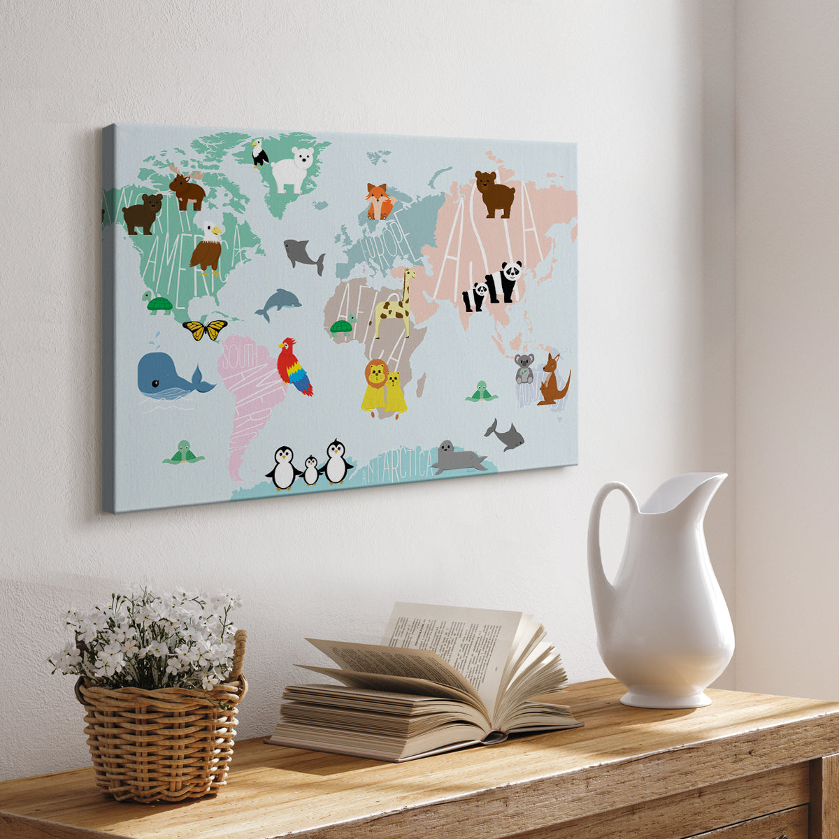 Animal Map - Canvas Art Print