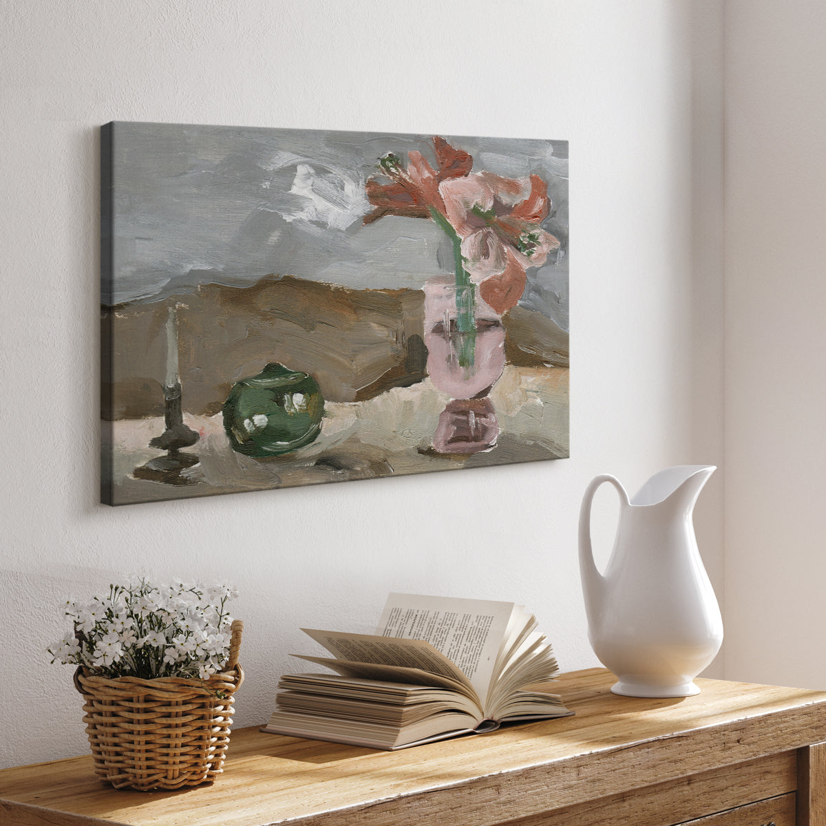 Vase of Pink Flowers II - Canvas Art Print
