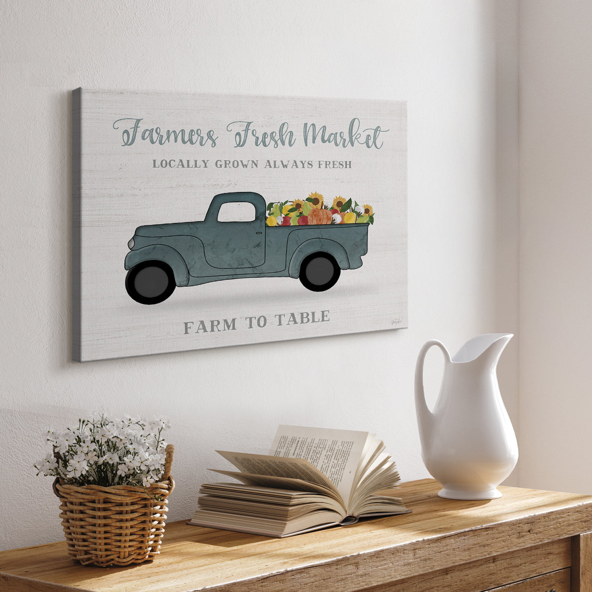 Fresh Sunflowers Truck - Canvas Art Print