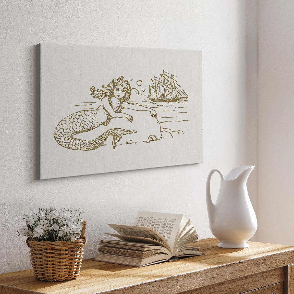 Sunning Mermaid I - Canvas Art Print