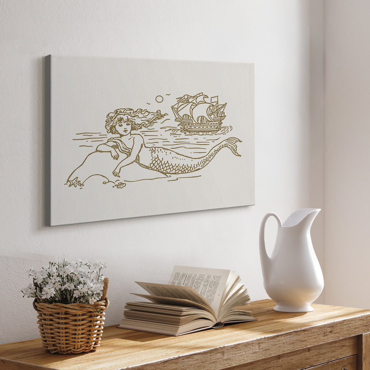 Sunning Mermaid II - Canvas Art Print