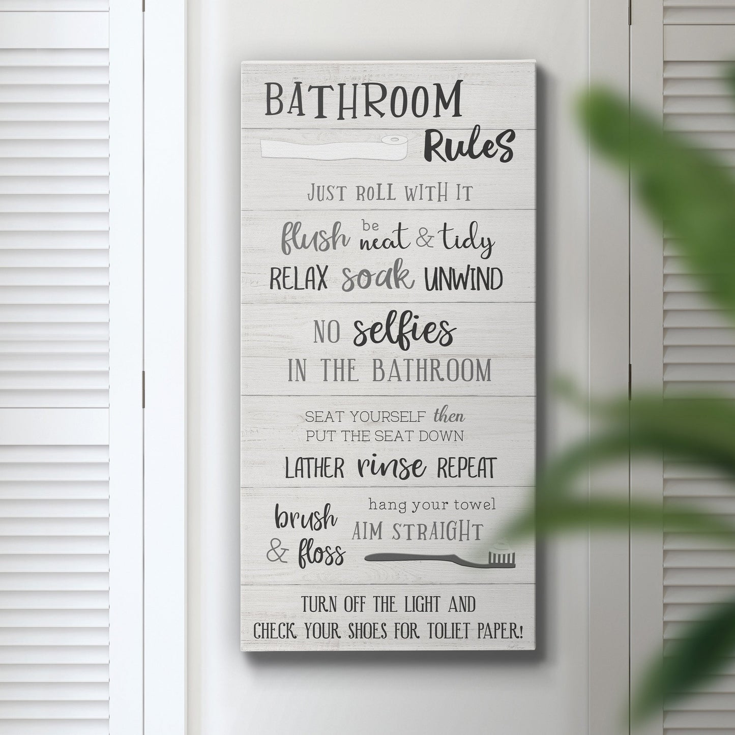 Bathroom Rules - Premium Gallery Wrapped Canvas - Ready to Hang