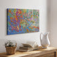 Vibrant display of colors depicting a lush garden blooming with flowers in an abstract style reflecting serenity and joy