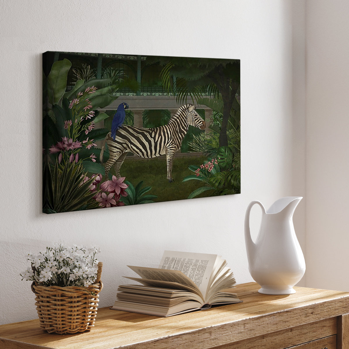 Zebra In Conservatory - Canvas Art Print