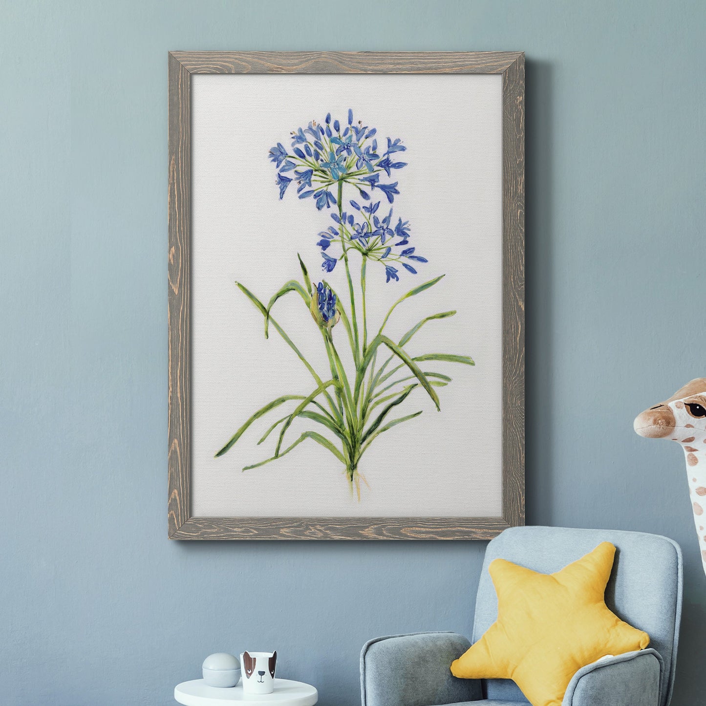 Blue Lively Botanical I - Premium Canvas Framed in Barnwood - Ready to Hang