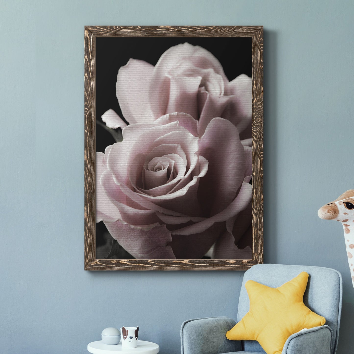 Rose Noir II - Premium Canvas Framed in Barnwood - Ready to Hang