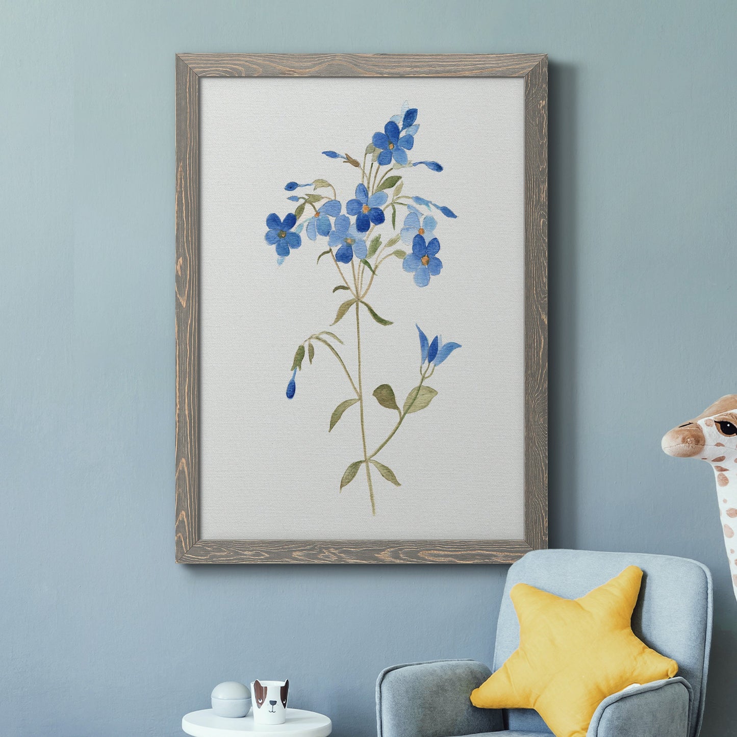 Blue Blossom Botanical II - Premium Canvas Framed in Barnwood - Ready to Hang