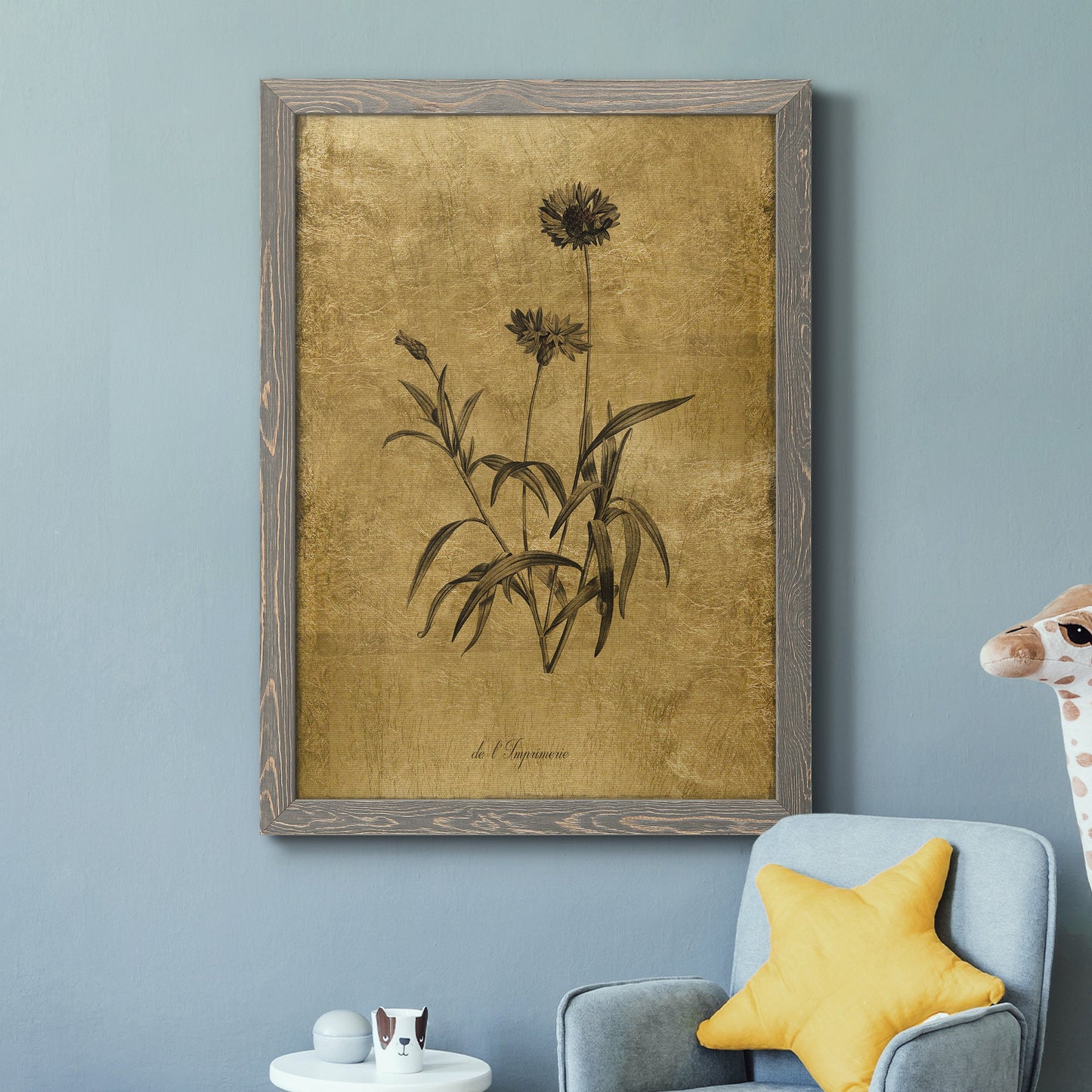 Gold Sketch Botanical I - Premium Canvas Framed in Barnwood - Ready to Hang