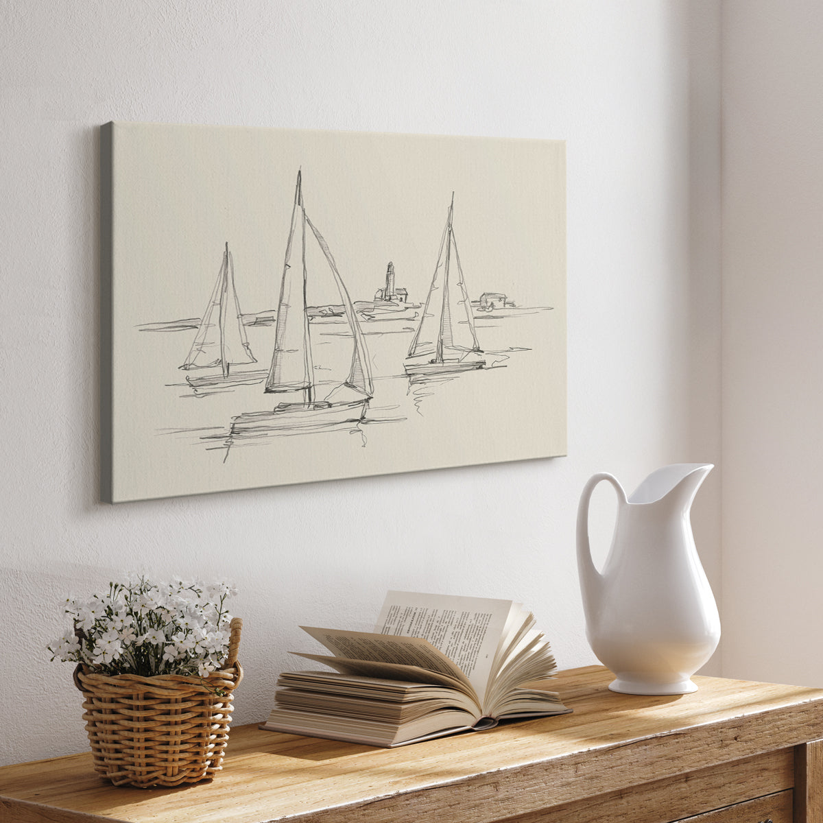 Coastal Contour Sketch II - Canvas Art Print