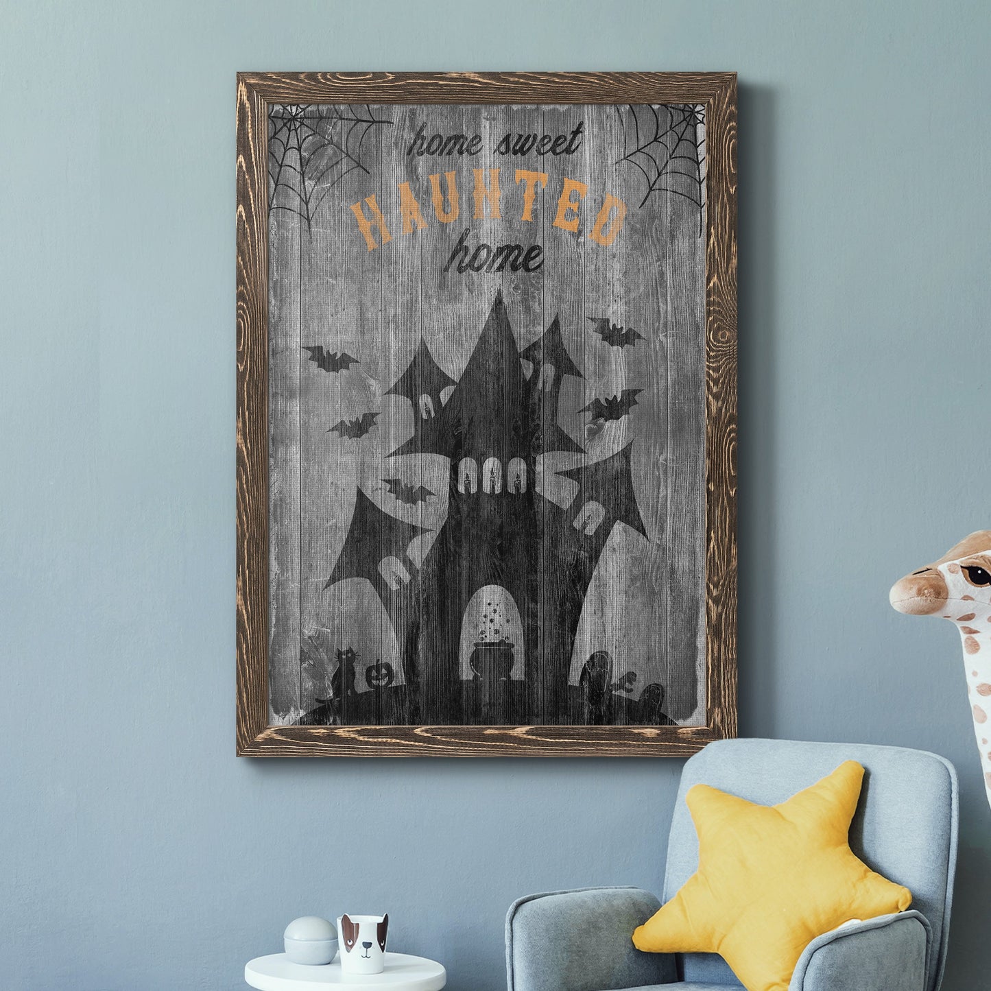 Haunted House - Premium Canvas Framed in Barnwood - Ready to Hang