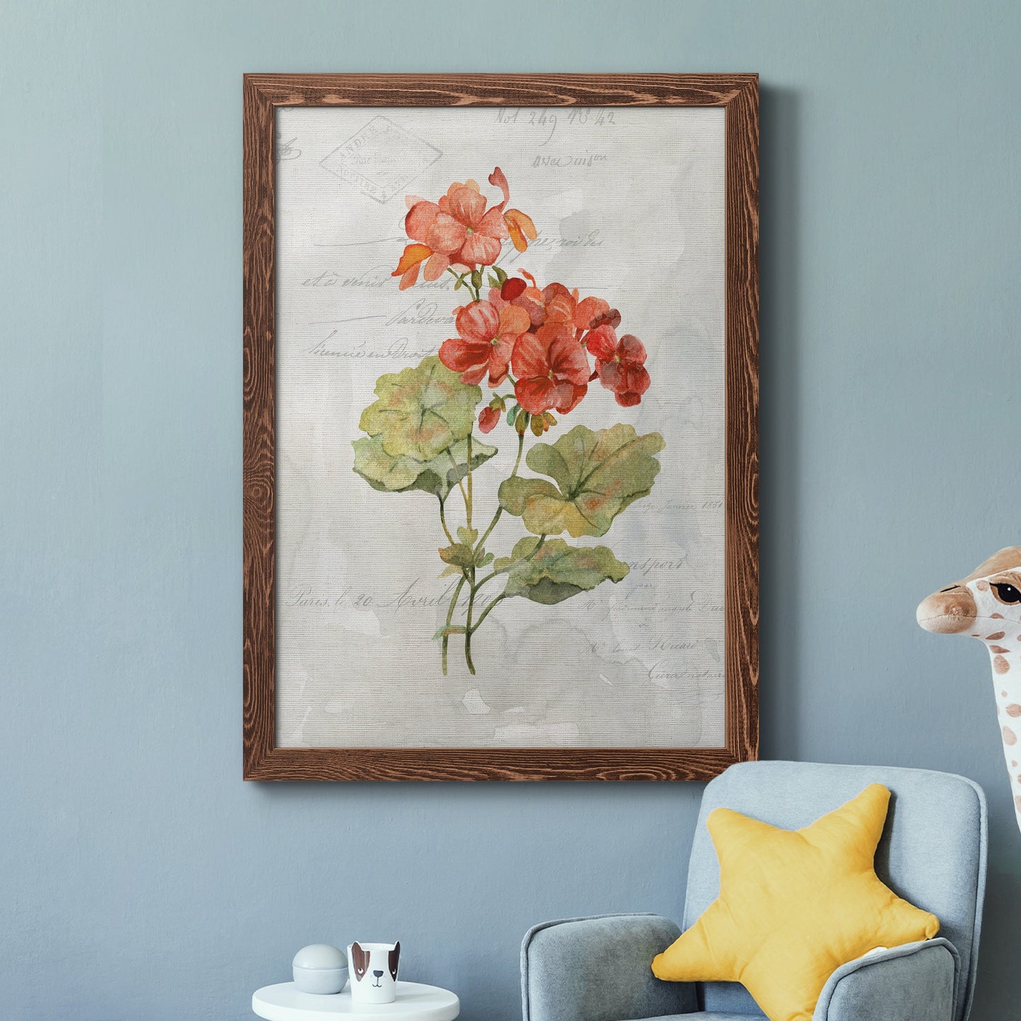 Linen Geranium - Premium Canvas Framed in Barnwood - Ready to Hang